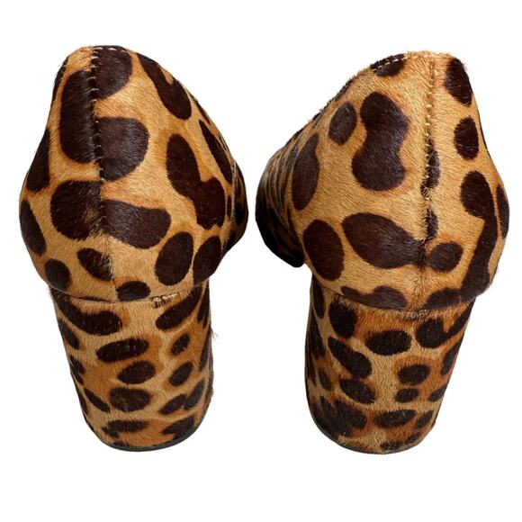 Steven Pamina Block Heel Leopard Print Shoes 6.5M Calf Hair Mob Wife Office Work - Picture 8 of 13